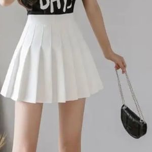 White Mini Skirts For Women High Waist Skirts Vintage Pleated Skirt Tennis